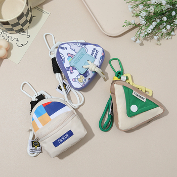 Унисекс мини портфейл за монети с дръжка – пролет 2025, полиестер, геометричен принт, свеж и сладък стил