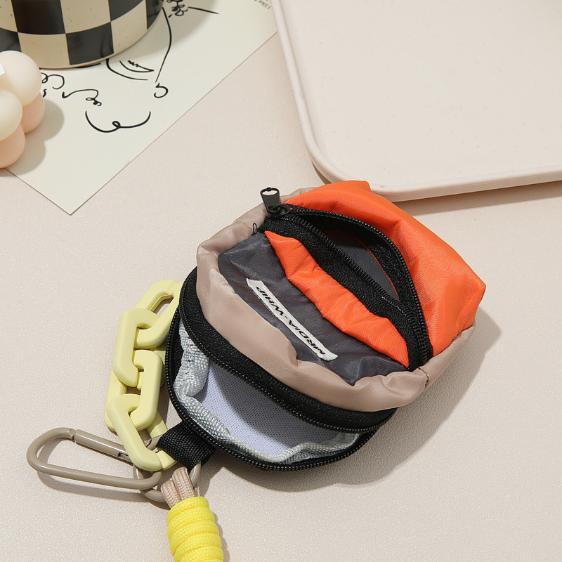 Унисекс мини портфейл за монети с дръжка – пролет 2025, полиестер, геометричен принт, свеж и сладък стил