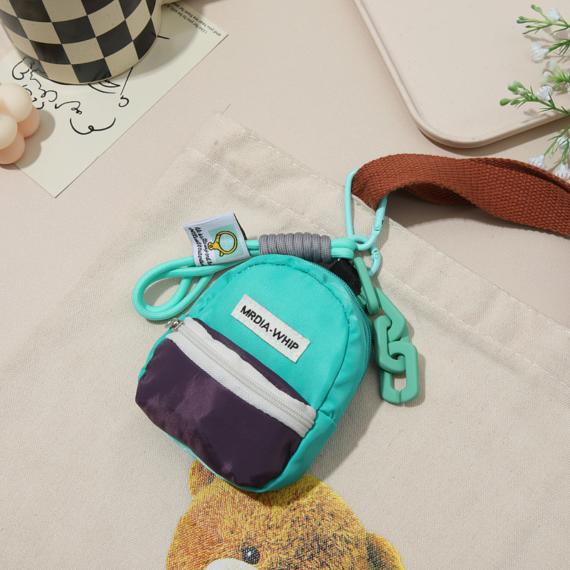 Унисекс мини портфейл за монети с дръжка – пролет 2025, полиестер, геометричен принт, свеж и сладък стил