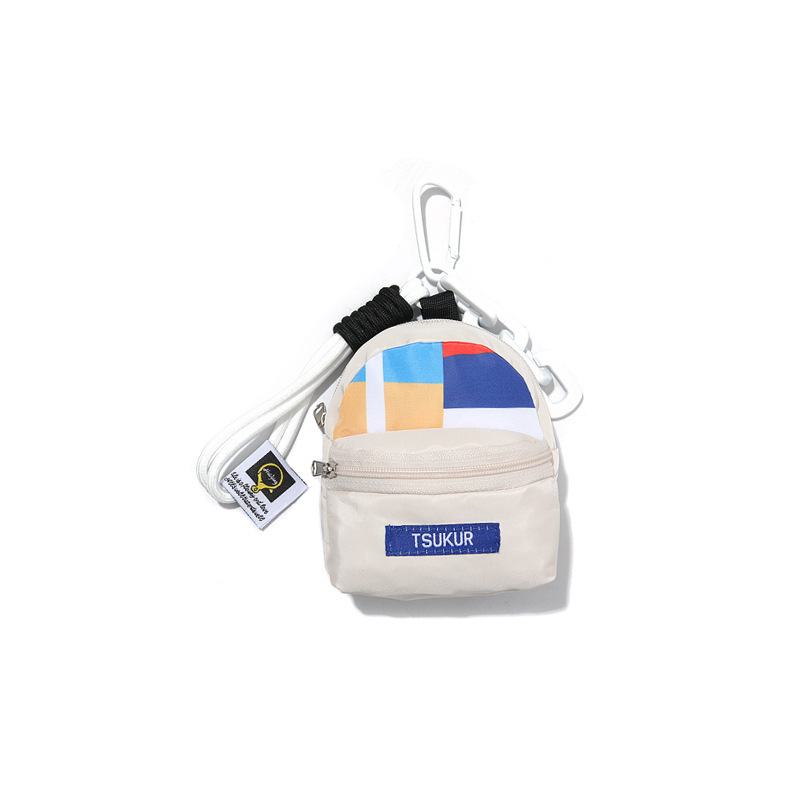 Унисекс мини портфейл за монети с дръжка – пролет 2025, полиестер, геометричен принт, свеж и сладък стил