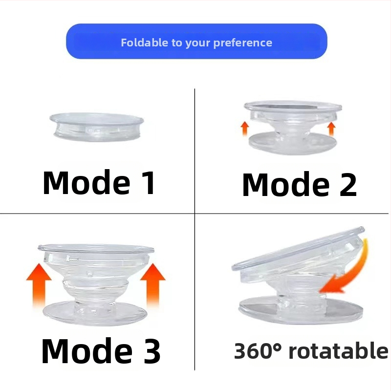 Snap-on držiak na telefón s magnetickým nasávaním; materiál ABS + magnet + priehľadný lepidlo; vhodné pre kancelársku prácu, živé vysielanie a štúdium.