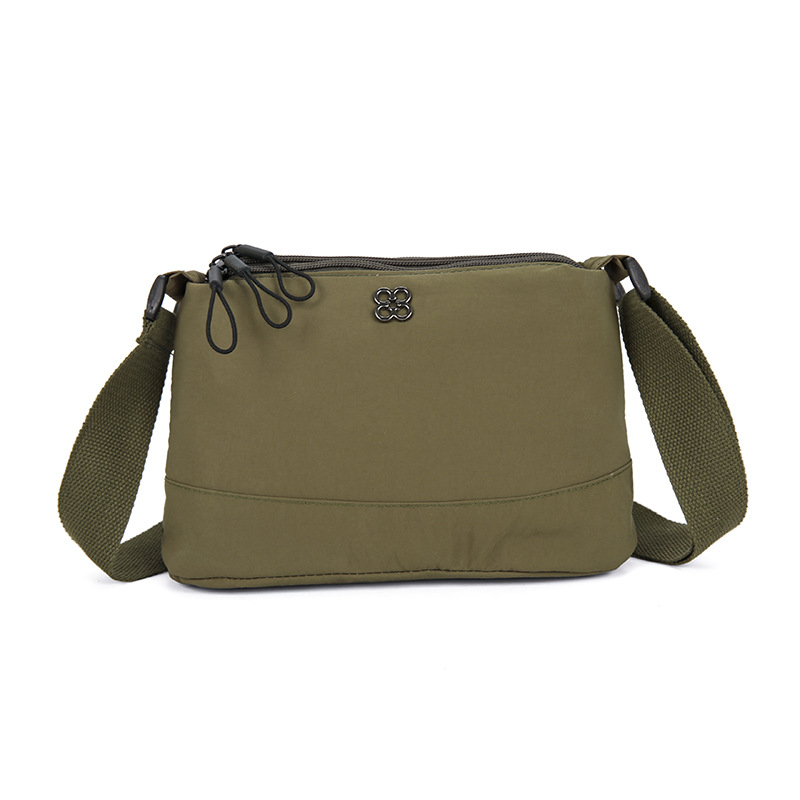 Geantă de umăr din nailon impermeabilă pentru femei - închidere cu fermoar, căptușeală din poliester, formă orizontală dreptunghiulară, buzunar pentru telefon, bretea simplă