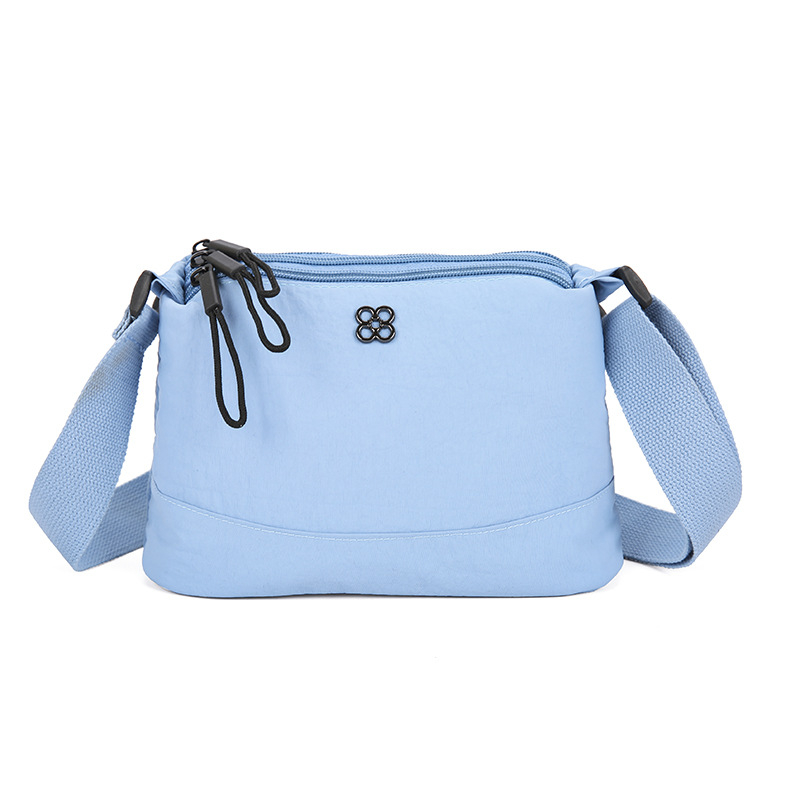 Geantă de umăr din nailon impermeabilă pentru femei - închidere cu fermoar, căptușeală din poliester, formă orizontală dreptunghiulară, buzunar pentru telefon, bretea simplă