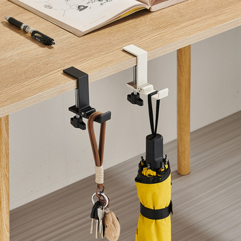 Сгъваема кука за ръба на бюрото, алуминиева сплав, единична кука, без пробиване, фиксиран прът, носимост до 5 кг, пусната през 2025 г.