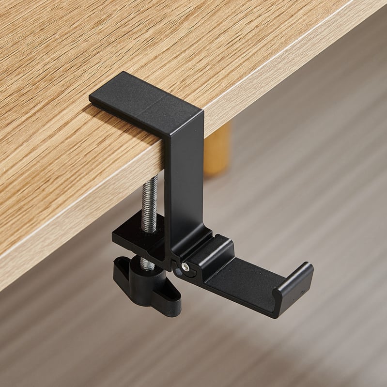 Сгъваема кука за ръба на бюрото, алуминиева сплав, единична кука, без пробиване, фиксиран прът, носимост до 5 кг, пусната през 2025 г.