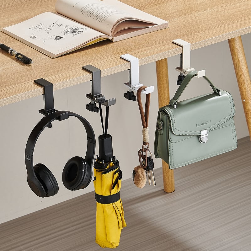 Сгъваема кука за ръба на бюрото, алуминиева сплав, единична кука, без пробиване, фиксиран прът, носимост до 5 кг, пусната през 2025 г.