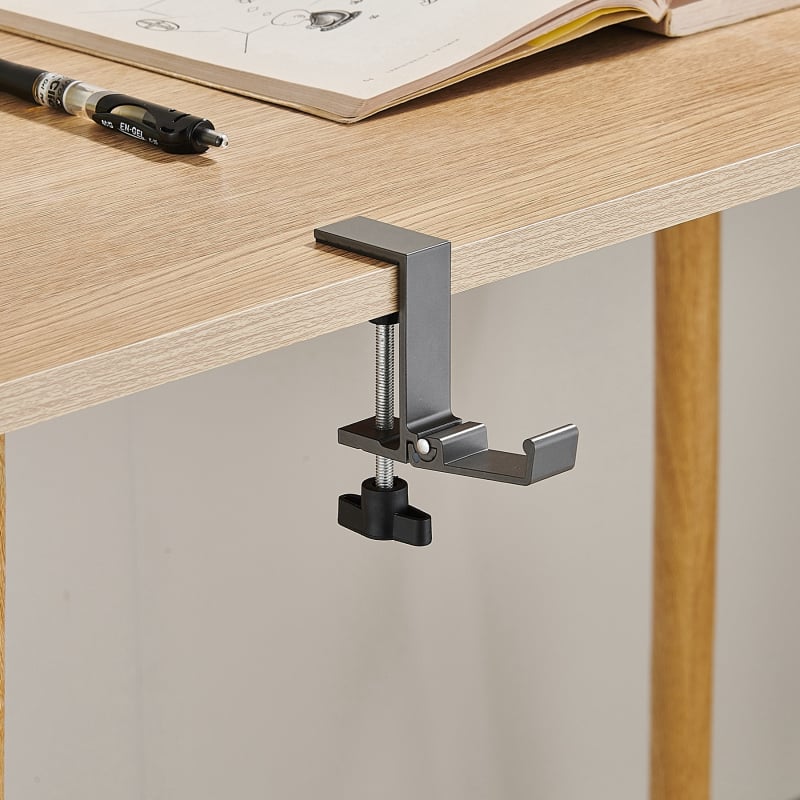 Сгъваема кука за ръба на бюрото, алуминиева сплав, единична кука, без пробиване, фиксиран прът, носимост до 5 кг, пусната през 2025 г.