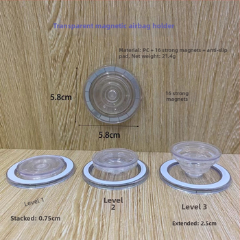 MagSafe magnetický držiak na mobil s airbagom, odnímateľný, vysúvací, priehľadný, z PC materiálu