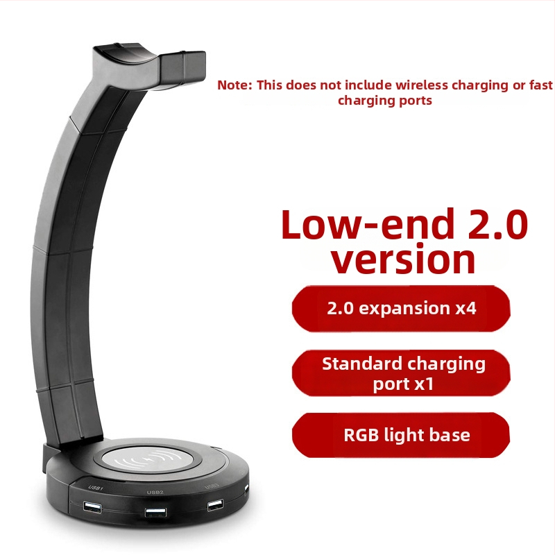 Držiak na slúchadlá s USB bezdrôtovým nabíjaním a RGB osvetlením, univerzálna kompatibilita, model CHZ001