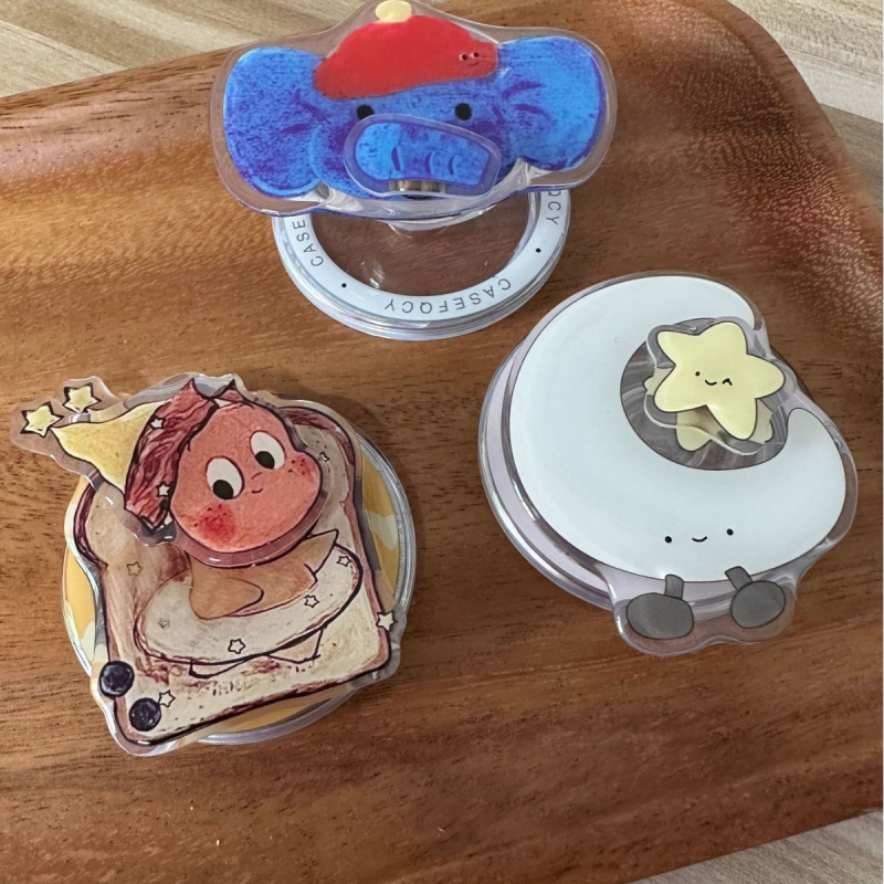 Suport Snap-on magnetic MagSafe pentru telefon, universal, acrilic, design lună și stele, pentru noptiere