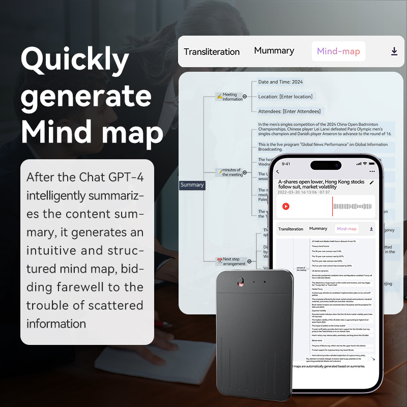 AI έξυπνο στυλό εγγραφής A3 – GPT πραγματικό‑χρόνου μεταγραφή, μετάφραση και χάρτης σκέψης — τοπική και μέσω εφαρμογής καταγραφή (WAV; 15 ώρες; 2 μικρόφωνα; εμβέλεια 20 μ; αλουμινένιο περίβλημα)
