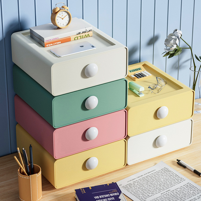 Műanyag íróasztali fiókos tárolóedény — rakható, többfunkciós, modell 00569