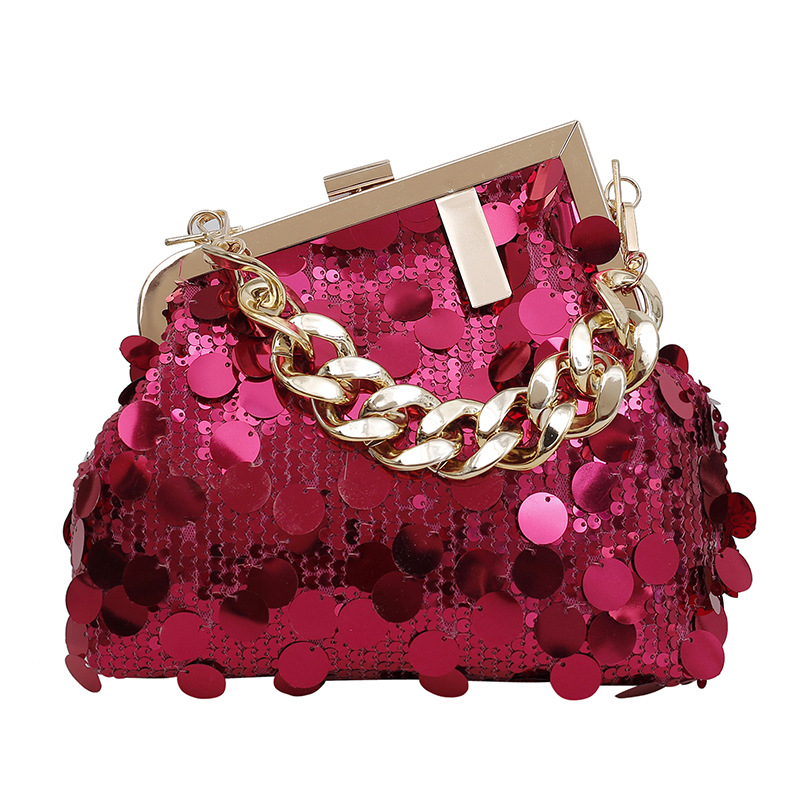 Sjajna ženska torbica u obliku školjke – PVC materijal, ulični stil, vodoravni kvadratni oblik, zaključavanje, poliester podstava