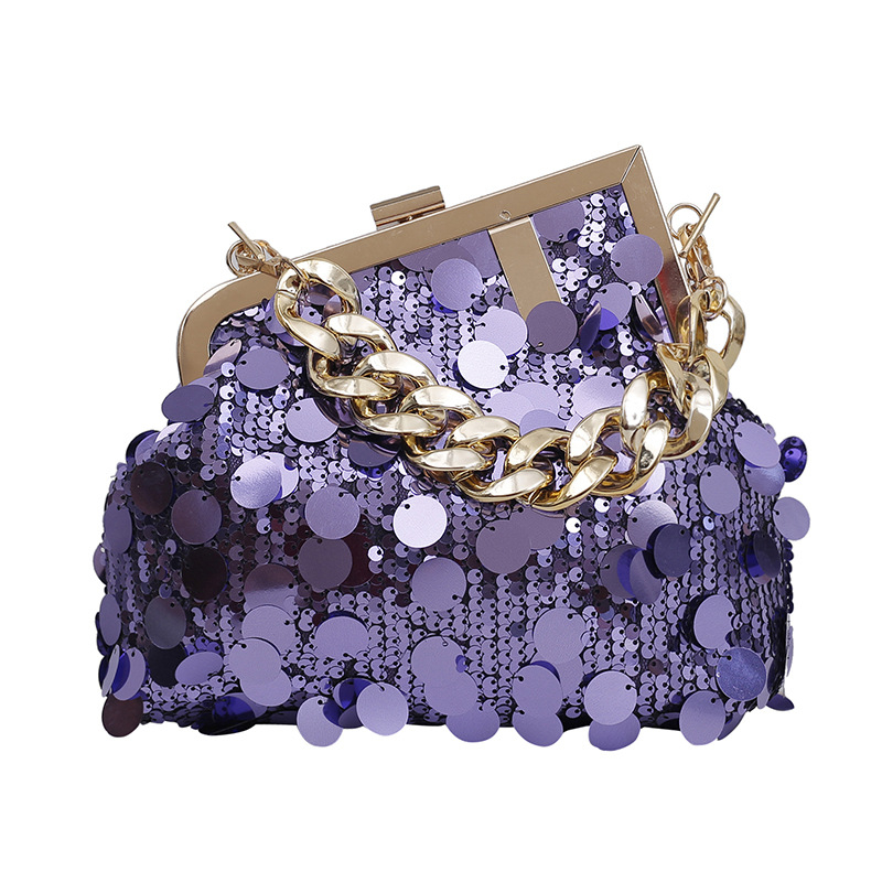 Sjajna ženska torbica u obliku školjke – PVC materijal, ulični stil, vodoravni kvadratni oblik, zaključavanje, poliester podstava