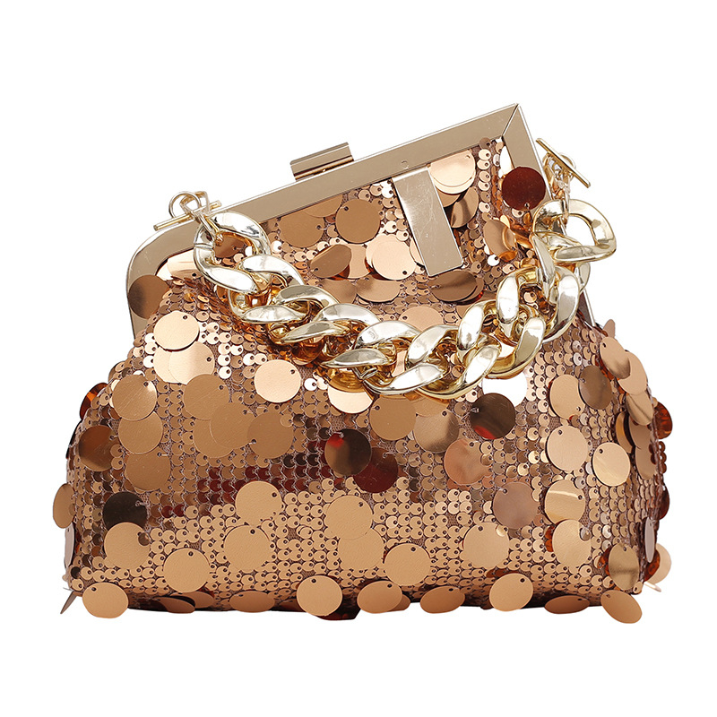 Sjajna ženska torbica u obliku školjke – PVC materijal, ulični stil, vodoravni kvadratni oblik, zaključavanje, poliester podstava