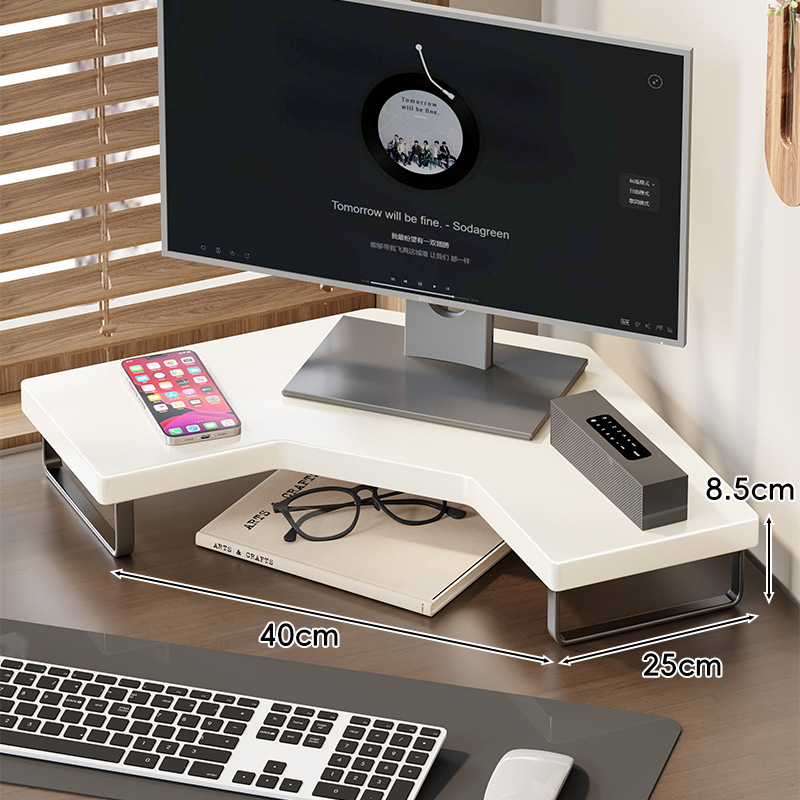 Suport de calculator pentru birou cu spațiu pentru monitor și tastatură — material lemn și fier, marcă Qin qi, compatibil universal, model 2219077838045971712, stil blat