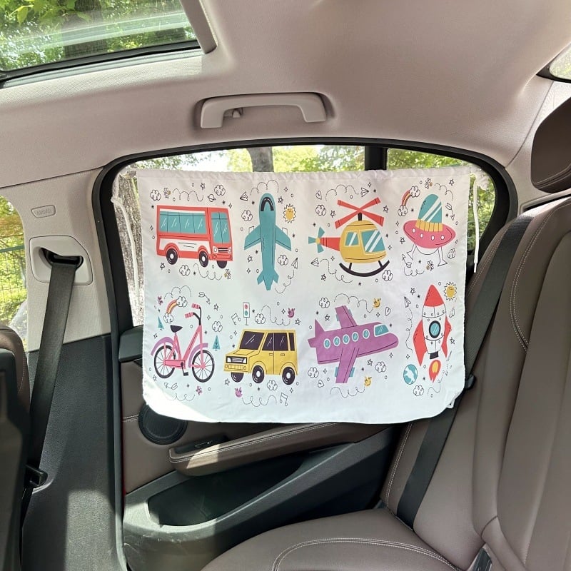 Αυτοκινητικό σκίαστρο ήλιου με σχέδιο αρκούδας, πολυεστερική ημιδιαφανής κουρτίνα, στερέωση με βεντούζα