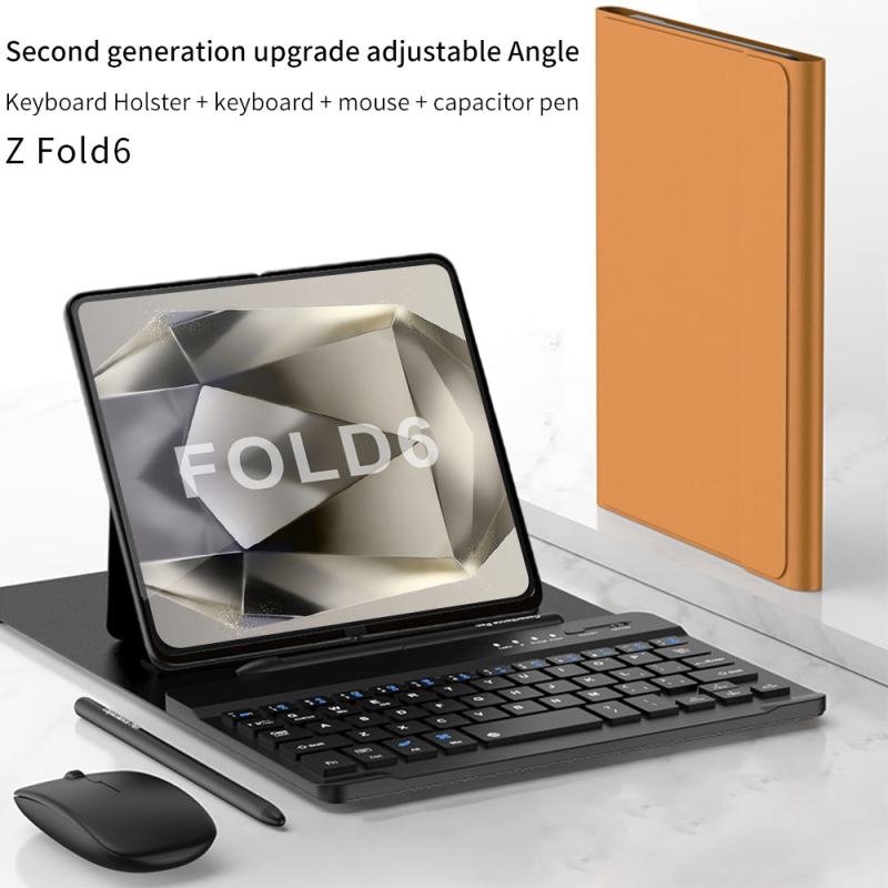 Carcasă din PU pentru tastatură wireless pentru Samsung Fold5/Fold6 – suport pliabil, tastatură Bluetooth, protecție anti-cădere, turnare prin injecție