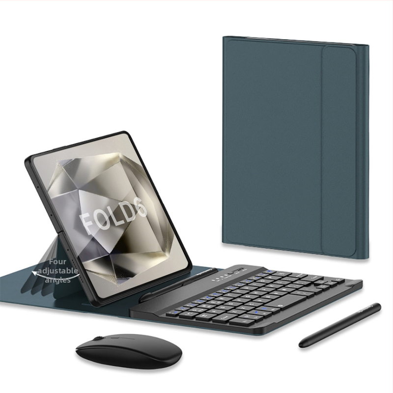 GKK PU ādas bezvadu tastatūras vāciņš Samsung Fold5/Fold6 – saliekams statīvs, Bluetooth tastatūra, kritienu aizsardzība, injekcijas formēšana
