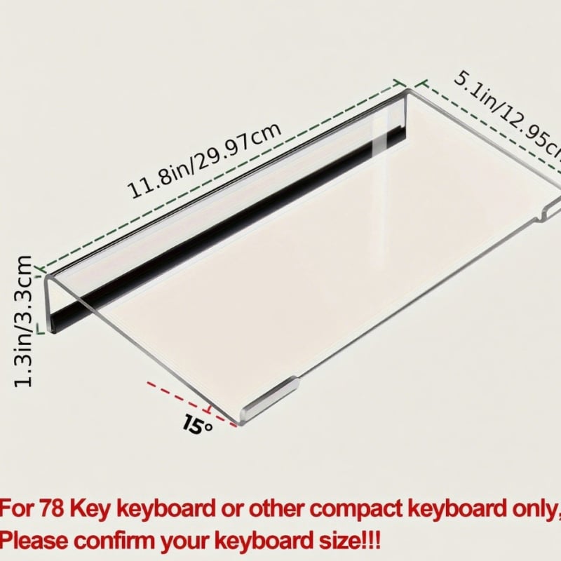 Geve akril billentyűzet állvány – átlátszó kijelzőtartó, magasság növelő és függő tartó, asztali használatra, modell 4, 250 g