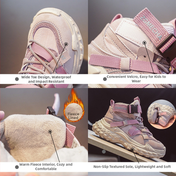 Lányok téli sportcipő fleece bélés – elöl fűzővel, mikroszálas bőr felsőrész, EVA talp, vízálló