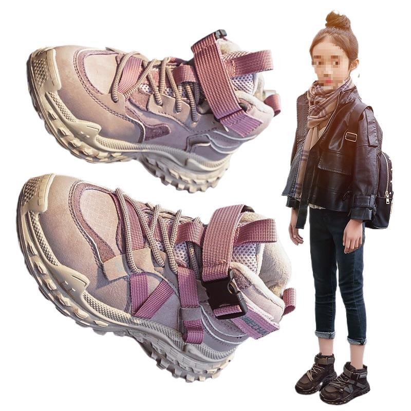 Lányok téli sportcipő fleece bélés – elöl fűzővel, mikroszálas bőr felsőrész, EVA talp, vízálló