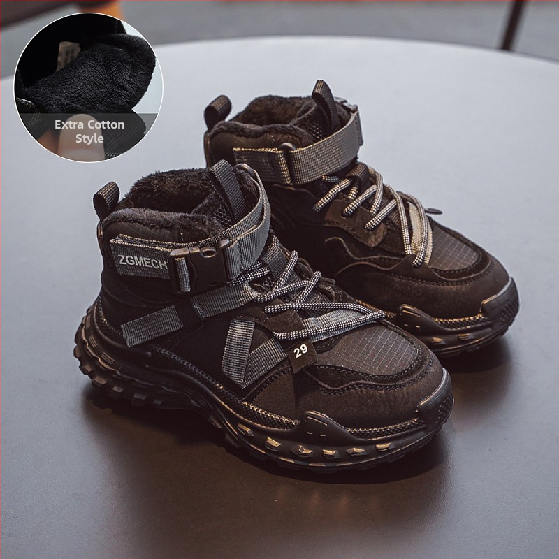 Lányok téli sportcipő fleece bélés – elöl fűzővel, mikroszálas bőr felsőrész, EVA talp, vízálló