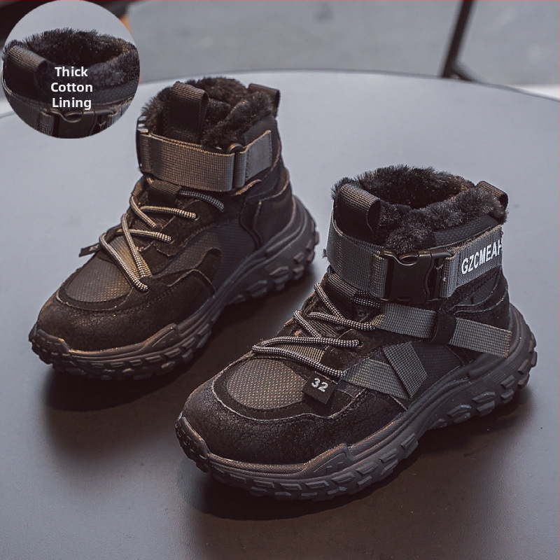 Lányok téli sportcipő fleece bélés – elöl fűzővel, mikroszálas bőr felsőrész, EVA talp, vízálló