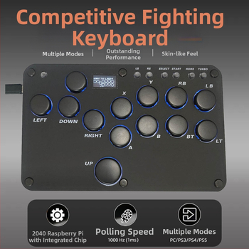 Hitbox gaming klávesnica s 16 klávesami, káblové USB pripojenie, červené osi mechanické spínače, RGB podsvietenie, univerzálna kompatibilita PS5/PS4/Switch/PC/Android