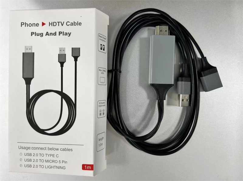 Adaptor Type-C la HDMI pentru oglindire ecran HDTV, ieșire 1080p, interfață HDMI, intrare USB-C, proiecție ecran fără fir, suport iOS/Android/Windows