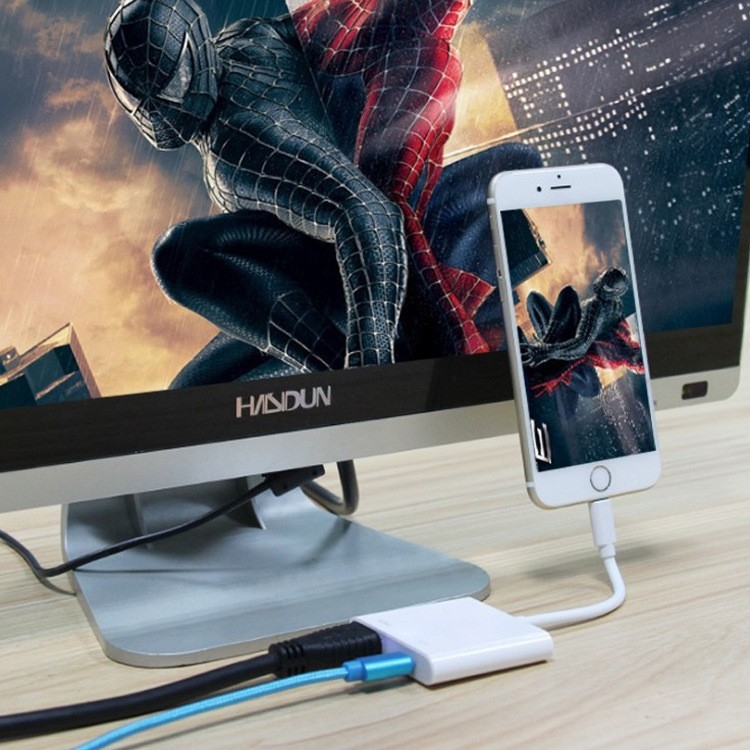 Cablu adaptor Lightning către HDMI pentru dispozitive Apple – interfață HDMI, cip AM8268, 5Gbps, miez din cupru, lungime 0,1 m