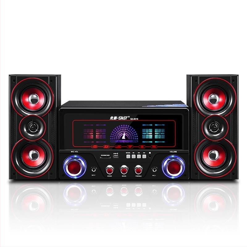 Xianke 8016 2.1 kanālu koka galda skaņu sistēma ar USB, MP3 atskaņošana, maksimālā jauda 60W