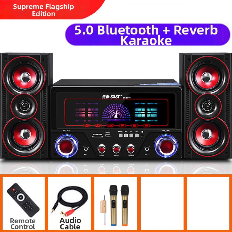 Xianke 8016 2.1 kanālu koka galda skaņu sistēma ar USB, MP3 atskaņošana, maksimālā jauda 60W