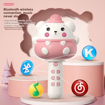 Detský bezdrôtový Bluetooth karaoke mikrofón s MP3 prehrávaním, dobíjateľná lítiová batéria, hudba a vokál, kompatibilný s mobilnou aplikáciou