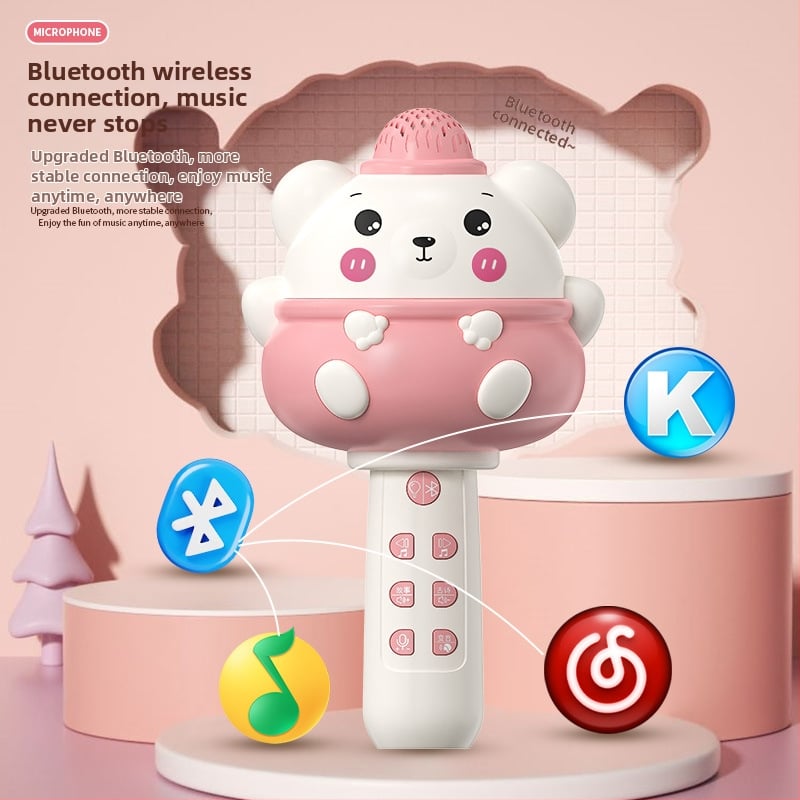 Detský bezdrôtový Bluetooth karaoke mikrofón s MP3 prehrávaním, dobíjateľná lítiová batéria, hudba a vokál, kompatibilný s mobilnou aplikáciou