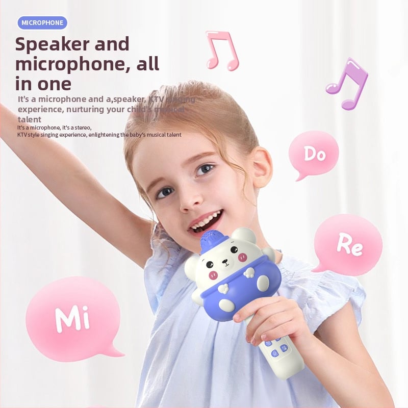 Detský bezdrôtový Bluetooth karaoke mikrofón s MP3 prehrávaním, dobíjateľná lítiová batéria, hudba a vokál, kompatibilný s mobilnou aplikáciou
