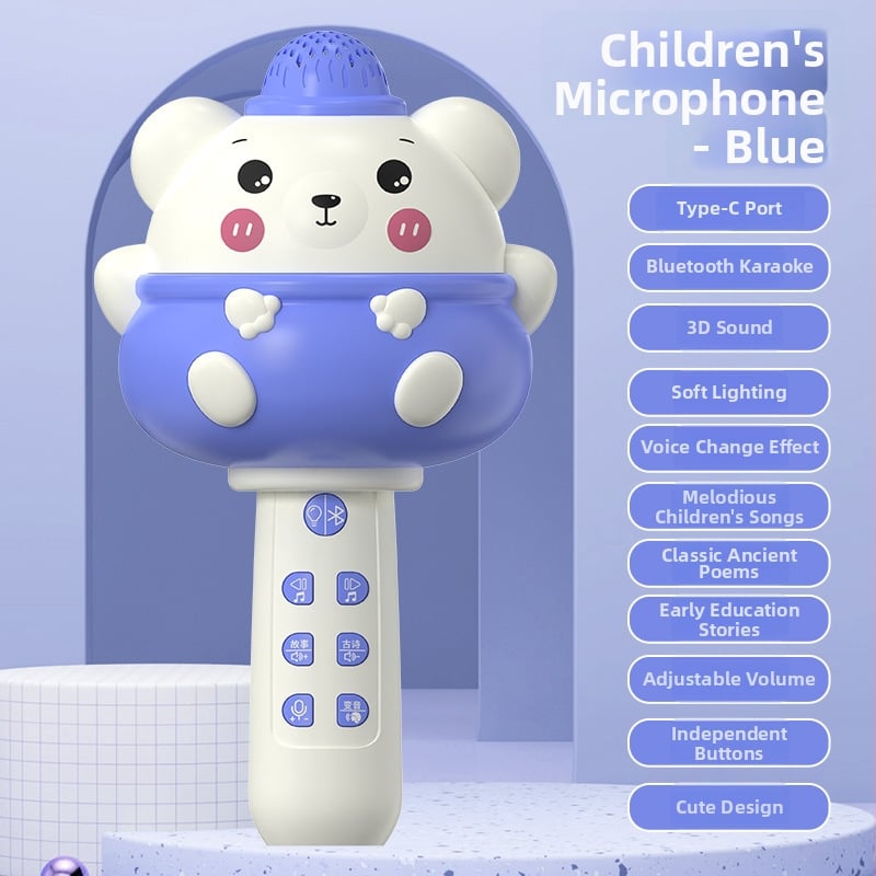 Detský bezdrôtový Bluetooth karaoke mikrofón s MP3 prehrávaním, dobíjateľná lítiová batéria, hudba a vokál, kompatibilný s mobilnou aplikáciou