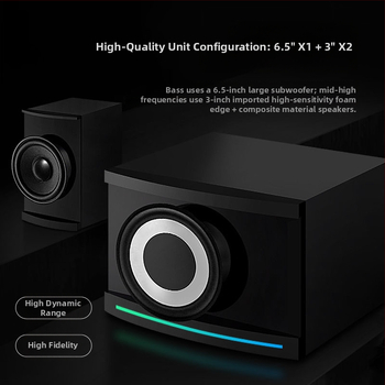 Xianke A18 datoru skaņas sistēma 2.1 kanālu ar Bluetooth, koka korpuss, USB MP3 atskaņošana, maksimālā jauda 60W