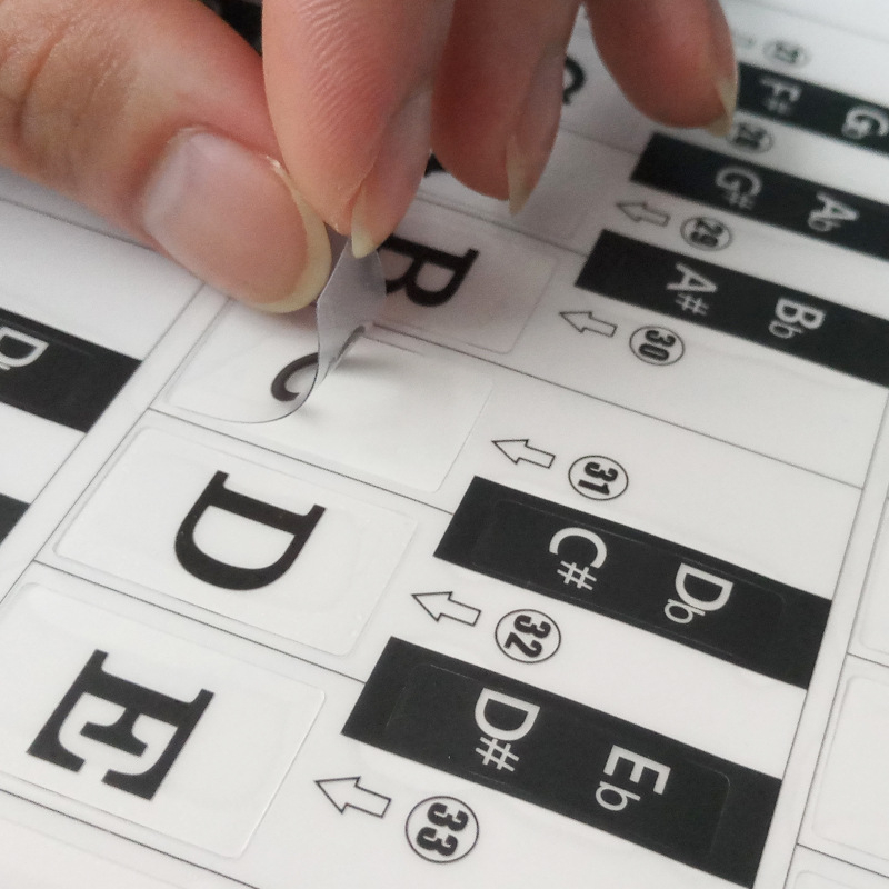 Etichetă pentru taste de pian, model T-30Z, PVC transparent, taste neadezive, compatibilă cu 88 de taste