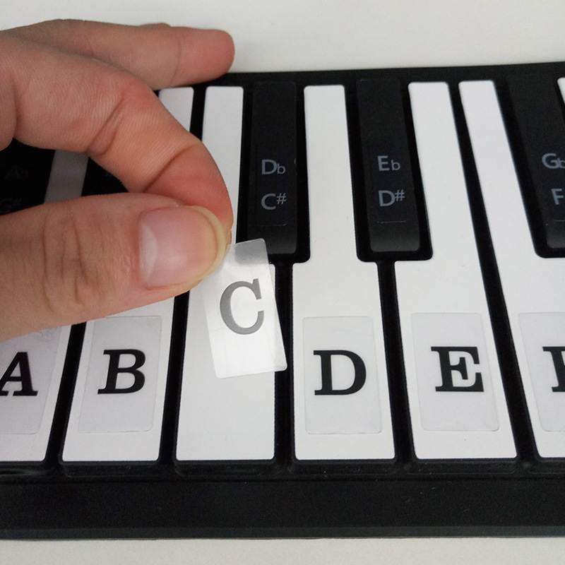 Etichetă pentru taste de pian, model T-30Z, PVC transparent, taste neadezive, compatibilă cu 88 de taste