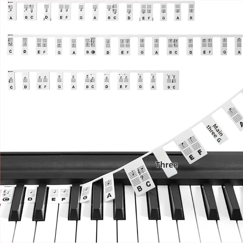 Zongora billentyű matricák - gumi anyag, modell: szilikon billentyű útmutató, dobozos csomagolás, 88-billentyű kompatibilitás