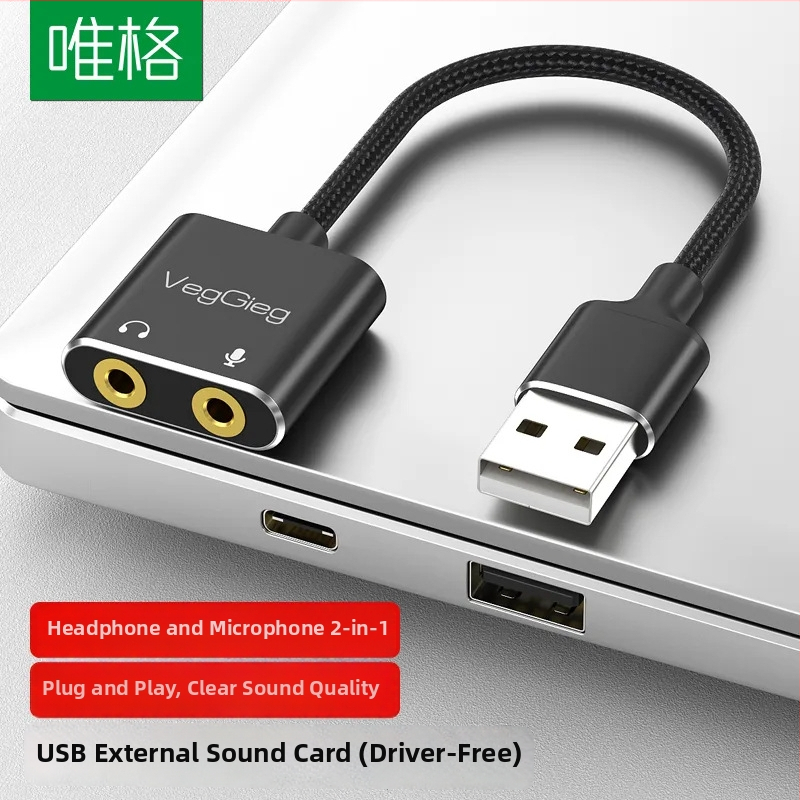 USB externá zvuková karta – vstup pre mikrofón 3,5 mm, stereo zvuk, USB 2.0, model V-K, značka Only Case