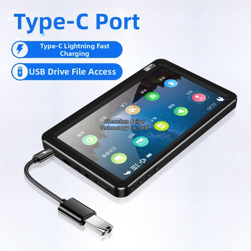 Prenosný MP5 prehrávač s Bluetooth, s plnou obrazovkou, 128 MB pamäťou, 480p výstupom a prehrávaním MP4/MP3.