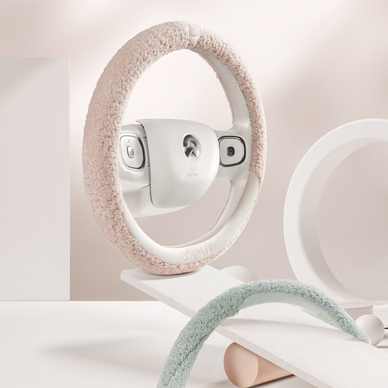 Κάλυμμα τιμονιού αυτοκινήτου, teddy βελούδινη επιφάνεια, χειμώνας, μάρκα 8090, universal εγκατάσταση