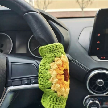 Bailai crochet navlaka za volan od umjetnog pliša, prugasti uzorak, ručno šivena, univerzalna prilagodba