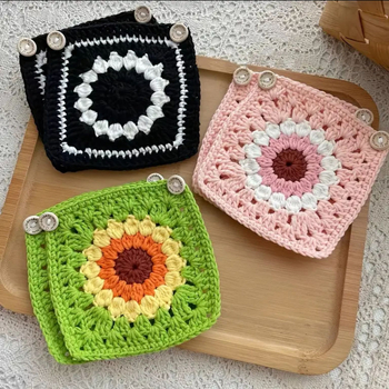 Bailai crochet navlaka za volan od umjetnog pliša, prugasti uzorak, ručno šivena, univerzalna prilagodba