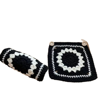Bailai crochet navlaka za volan od umjetnog pliša, prugasti uzorak, ručno šivena, univerzalna prilagodba