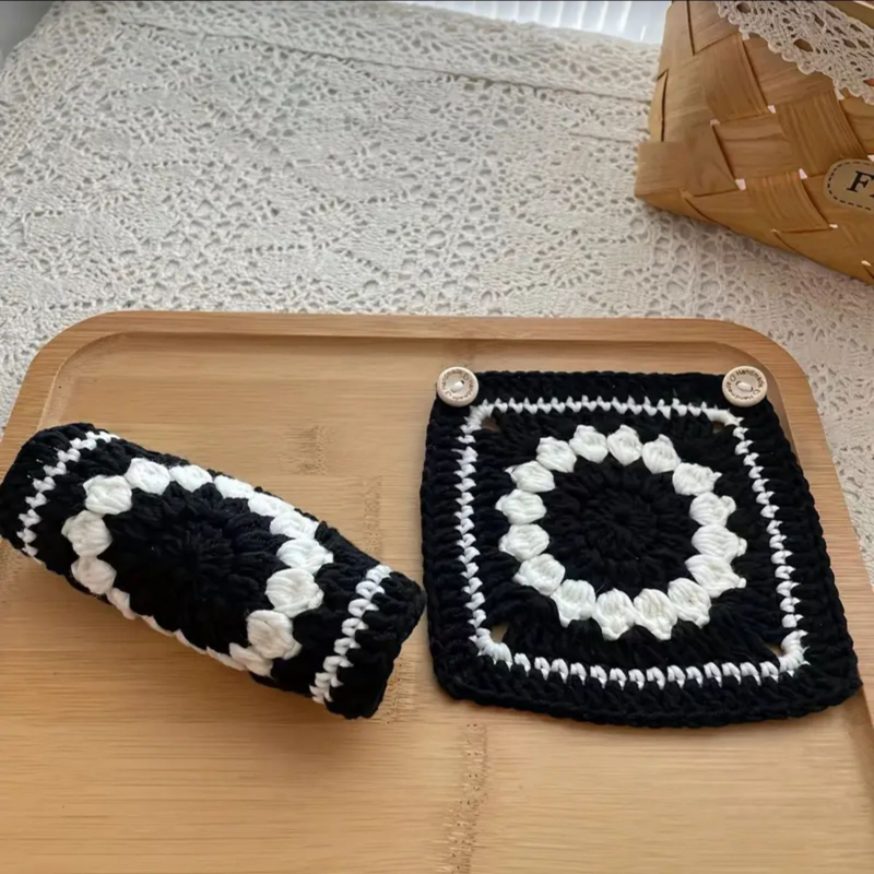 Bailai crochet navlaka za volan od umjetnog pliša, prugasti uzorak, ručno šivena, univerzalna prilagodba