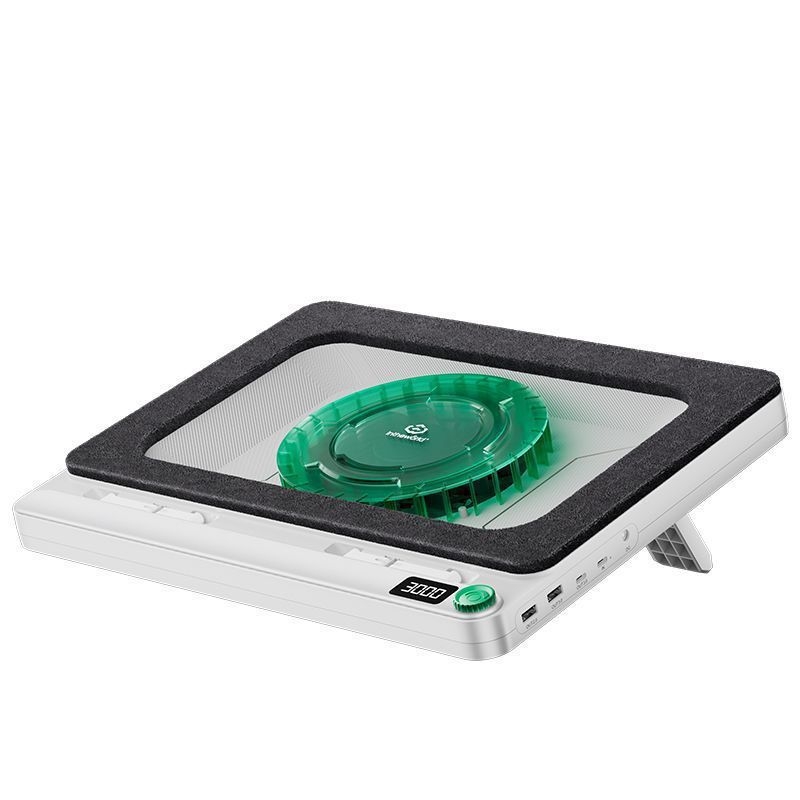 Nešiojamojo kompiuterio aušintuvo su oro aušintuvu ir tyliais ventiliatoriais – žaidimų nešiojamiems aušintuvo stovas