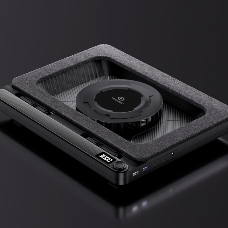 Nešiojamojo kompiuterio aušintuvo su oro aušintuvu ir tyliais ventiliatoriais – žaidimų nešiojamiems aušintuvo stovas